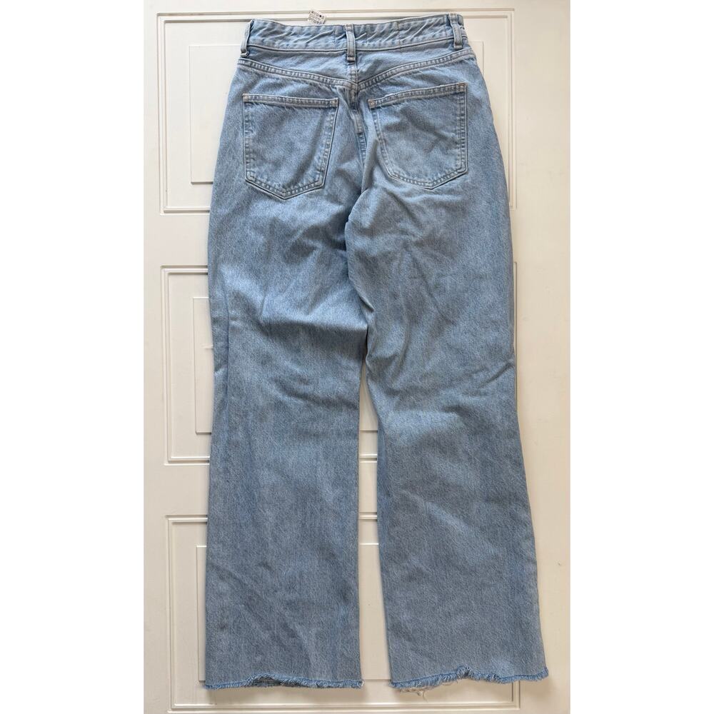 Zara Womens Sz 6 Light Wash Distressed High Rise Straight Leg Boyfriend Jeans - Picture 5 of 5